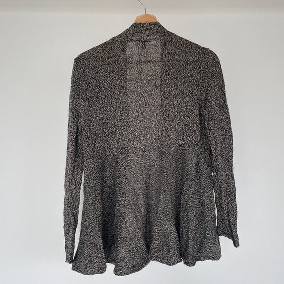 Eileen Fisher Heather Gray Linen Wool Flared Open Knit Cardigan Sweater Sz PM - Picture 2 of 9